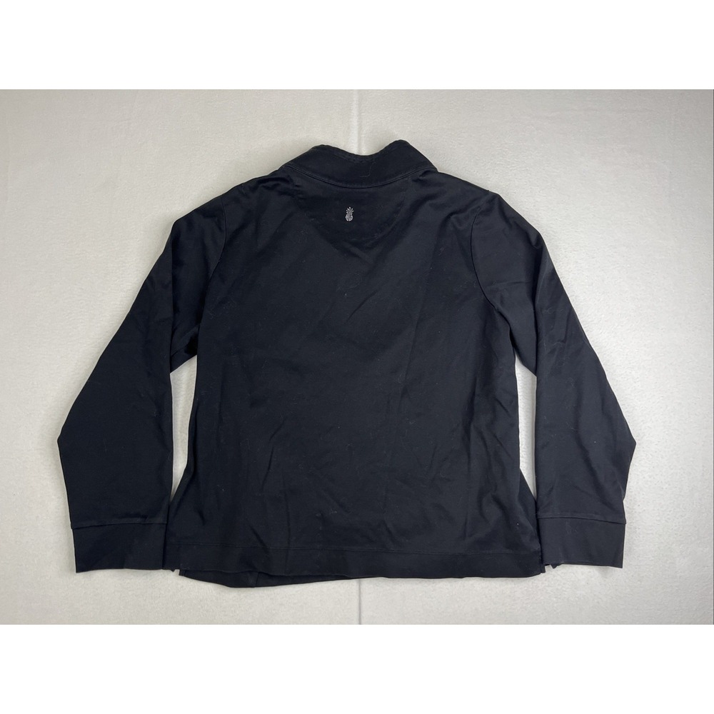 Tommy Bahama Womens Half Zip Jacket Black Pima Cotton Pineapple Sparkle Large - Picture 2 of 8